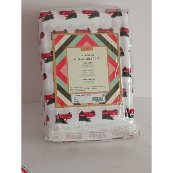 Jessica Sanders Holiday Microfiber 4-piece Sheet Set, Available in Queen & King - Picture 4 of 4